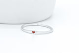 925 Sterling Silver Stackable Dainty Small Red Heart Band Ring