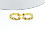 Sterling Silver Rainbow Created Sapphire Yellow Gold Hoop Earrings