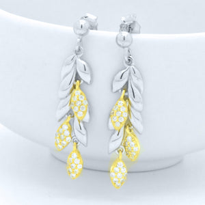 Sterling Silver Floral Vintage Style Wheat Leaf Drop Dangle Post Earrings