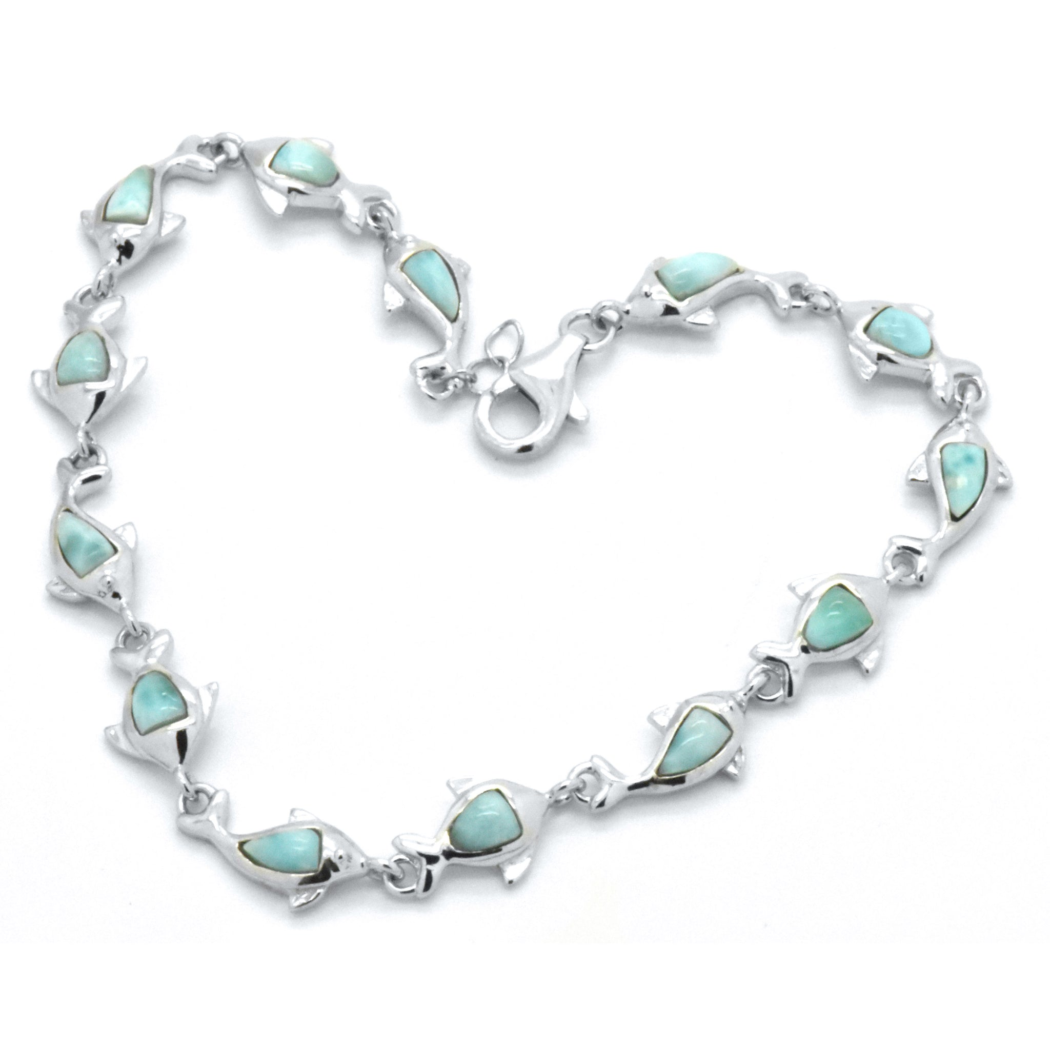 Natural Blue Larimar Bracelet 925 Sterling Silver Gemstone Handmade Jewelry  — Discovered