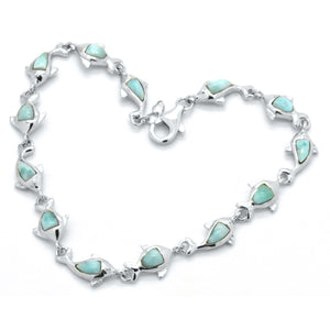 Sterling Silver Turquoise Heart Bracelet
