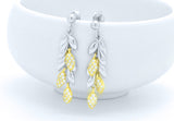 Sterling Silver Floral Vintage Style Wheat Leaf Drop Dangle Post Earrings