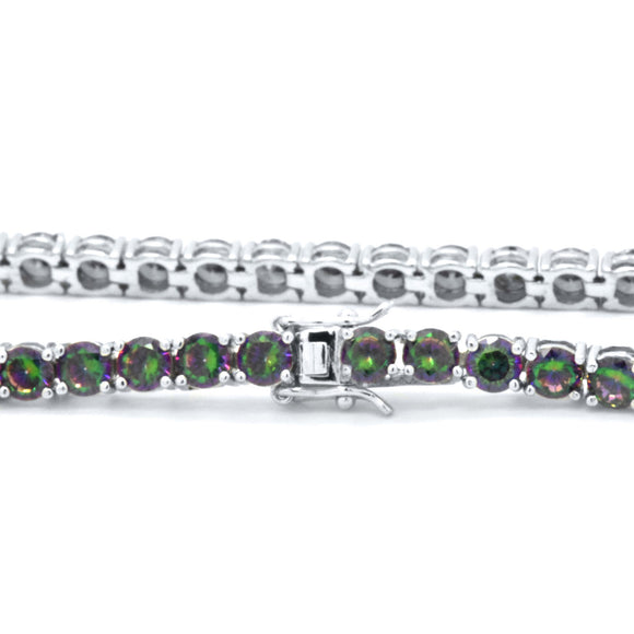 925 Sterling Silver Rainbow Topaz 5mm wide Tennis Bracelet