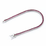 925 Sterling Silver Created Magenta Pink Princess Cut Tennis Bracelet