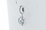 Sterling Silver Blue Topaz Marine Nautical Compass Circle Pendant 18-inch Necklace