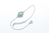 925 Sterling Silver Natural Blue Green larimar Hamsa Hand of Fatima Halo Adjustable Bracelet