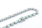 925 Sterling Silver Natural Blue Green larimar Tennis Bracelet
