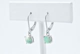 Sterling Silver Blue Larimar Solitaire Dangle LeverBack French Hoop Wire Earrings