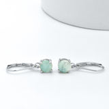 Sterling Silver Blue Larimar Solitaire Dangle LeverBack French Hoop Wire Earrings