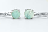 Sterling Silver Blue Larimar Solitaire Dangle LeverBack French Hoop Wire Earrings