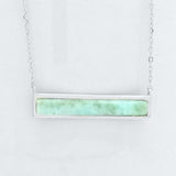 Sterling Silver Natural Larimar Minimalistic Adjustable Bar Necklace