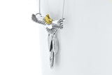 Sterling Silver 14k Yellow Gold American Bald Eagle Pendant 18-inch Necklace