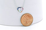 Sterling Silver White Heart Opal Rainbow Sapphire Adjustable Halo Necklace