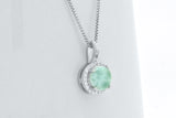 Sterling Silver White Round Cabochon Halo Larimar 18-inch Necklace