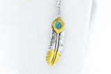 Sterling Silver Oxidized Blue Turquoise Tribal Indian Feather Pendant Necklace