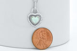 Sterling Silver White Round Cabochon Heart Larimar 18-inch Necklace