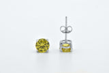 Sterling Silver Simulated Russian Diamond Yellow Canary Studded Earrings