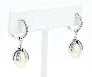 Sterling Silver Vintage Style Pearl Drop LeverBack Earrings