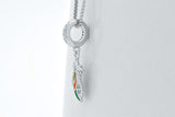 Sterling Silver MultiColor Blue Topaz Feather Pendant Necklace