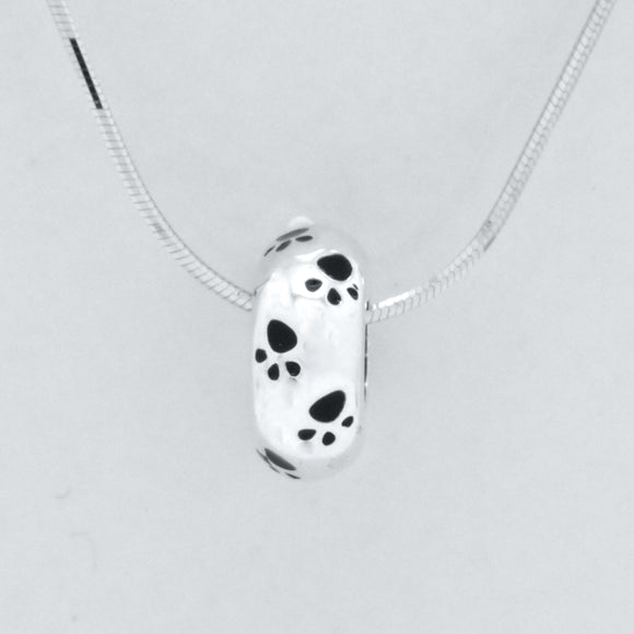 Sterling Silver Paw Print of Kitty Cat/Dog Animal Pendant 18-inch Necklace