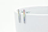 Sterling Silver Rainbow Created Sapphire Bar Minimalistic Stud Earrings