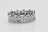 925 sterling silver eternity red ruby band stackable ring