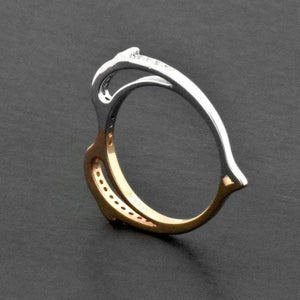 Sterling Silver Dolphin Heart Rose Gold Vermeil Half Eternity Ring