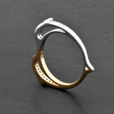 Sterling Silver Dolphin Heart Rose Gold Vermeil Half Eternity Ring