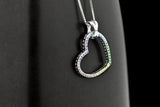 Sterling Silver Eternity MultiColor Multi Gemstone Heart Pendant Adjustable Necklace