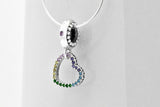 Sterling Silver Eternity MultiColor Multi Gemstone Heart Pendant 18-inch Necklace