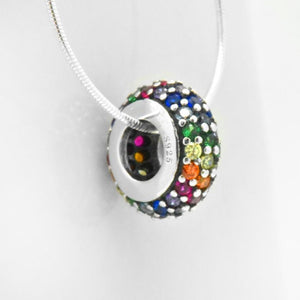 Sterling Silver MultiColor Rainbow Created Sapphire Pendant Necklace