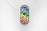 Sterling Silver MultiColor Rainbow Created Sapphire Pendant Necklace