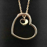Sterling Silver 14k Gold Pink Rose Slide Double Heart Pendant Adjustable Necklace