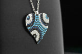 Sterling Silver Turquoise Sapphire Cluster Heart Pendant Necklace