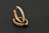 Sterling Silver V Shaped Rose Gold Vermeil Simulated Diamond Hoop Earrings