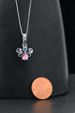 Sterling Silver Blue Topaz & Created Pink Sapphire Angel Pendant Necklace