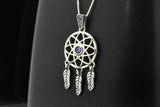 Sterling Silver Dream Catcher Amethyst Pendant Necklace