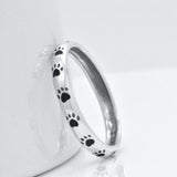 Sterling Silver Eternity Cat Puppy Dog Paw Print Animal Ring Band