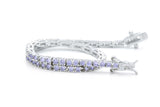 925 Sterling Silver Round Cut Lavender Purple Amethyst Tennis Bracelet